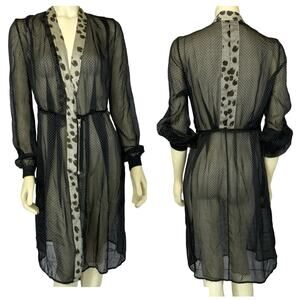 Schumacher polka dot long sleeved sheer sexy zippered dress size XS